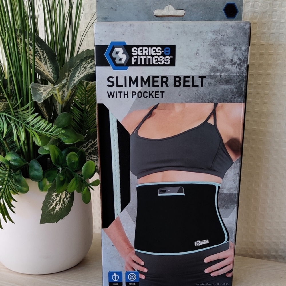 💰Series 8 Fitness Slimmer Belt with Pocket-Waist up to 42"- 10" Wide, Black
